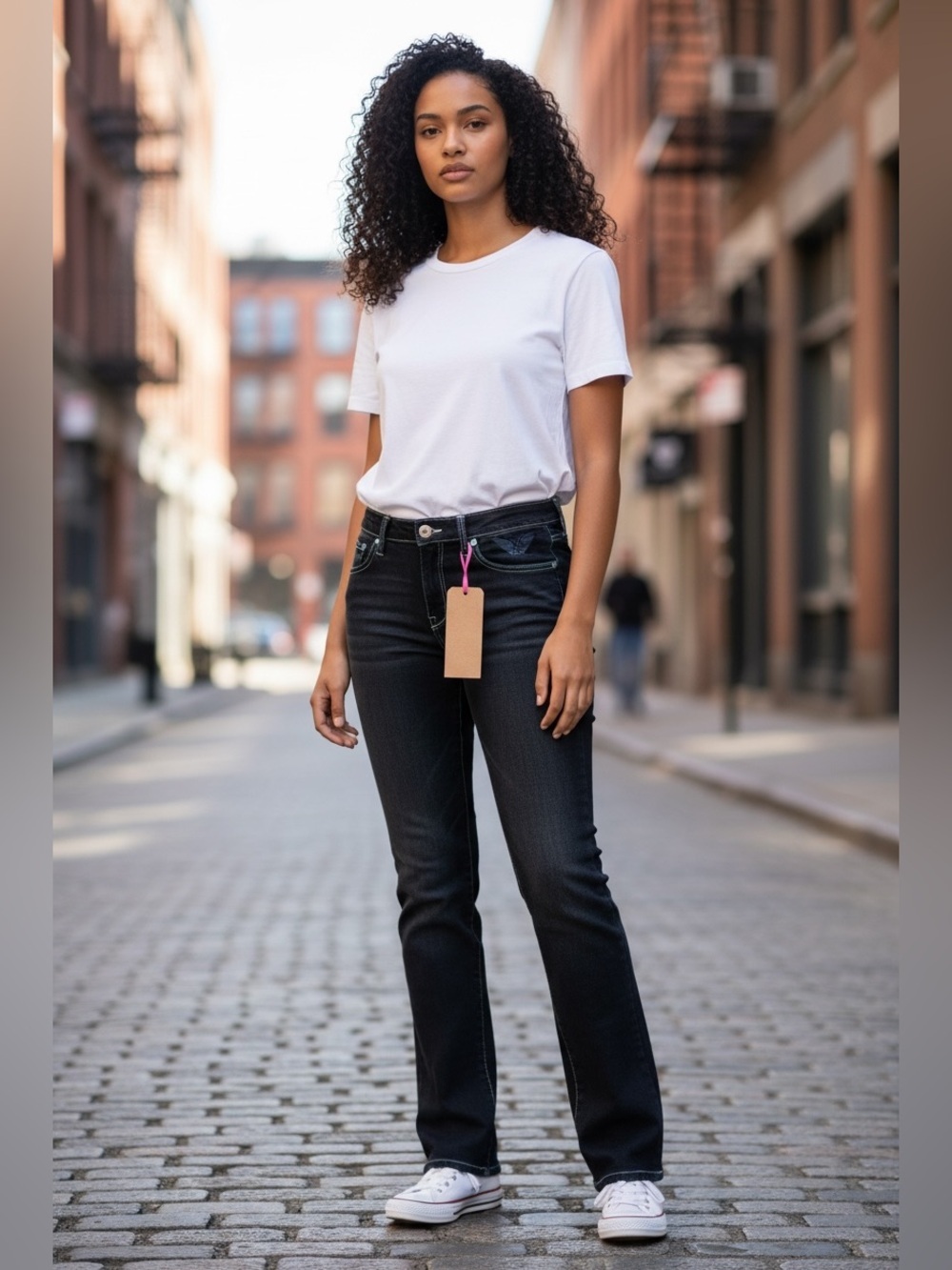 ROBIN’S JEAN Long Flap Slim Boot Jeans Flap Pockets Dark Wash Size 31 NWT NEW